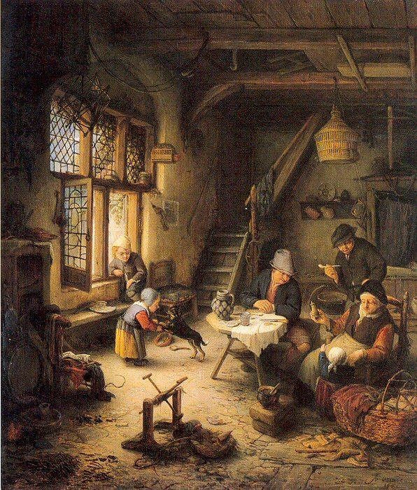 Ostade, Adriaen van Peasant Family in an Interior Sweden oil painting art